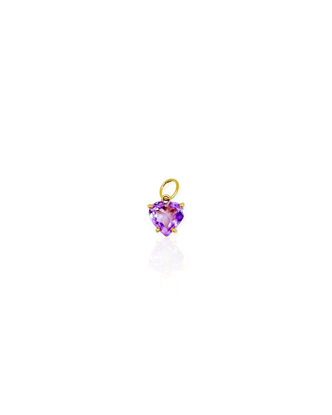 14k Gold Amethyst Heart Charm