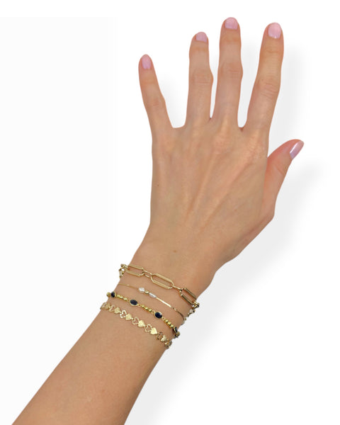 14k Gold Heart Chain Bracelet (7.25")