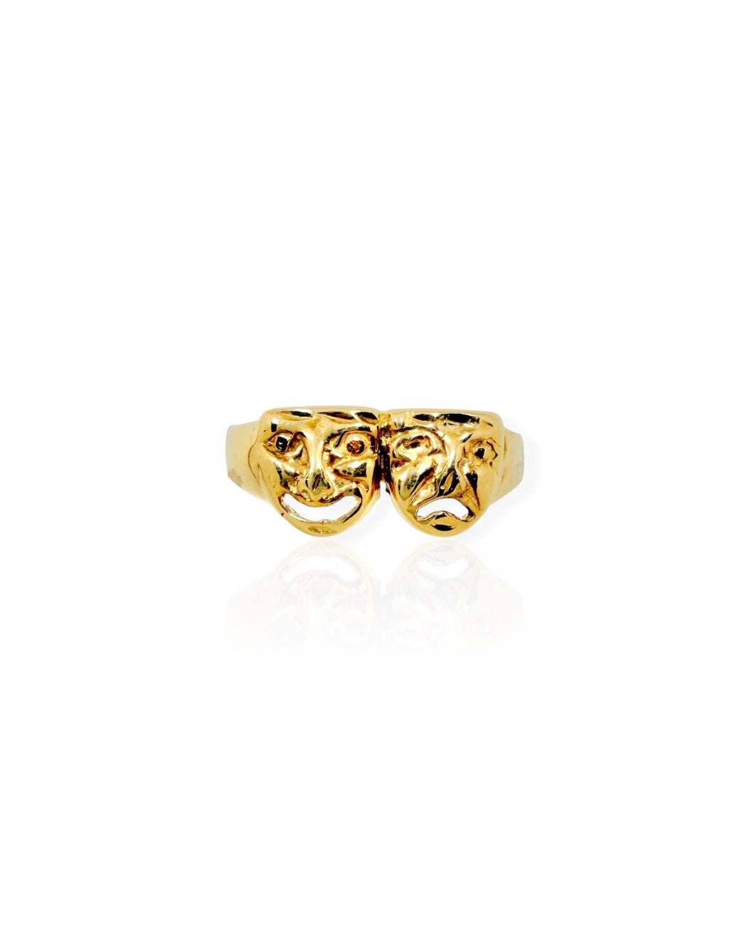 14k Gold Comedy and Tragedy Masks Ring (10.25)