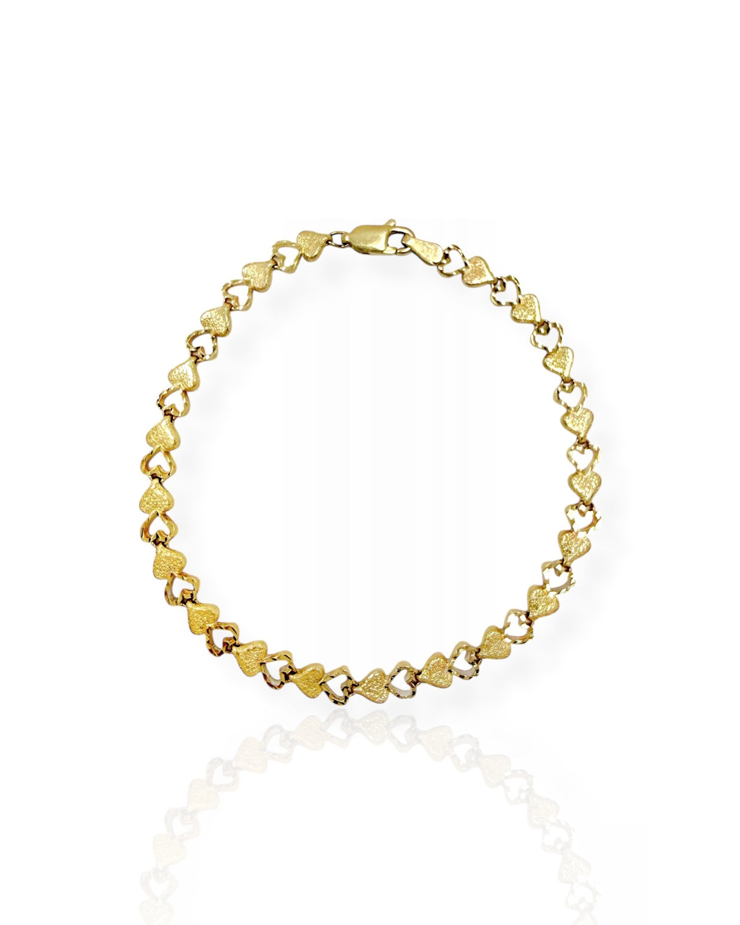 14k Gold Heart Chain Bracelet (7.25