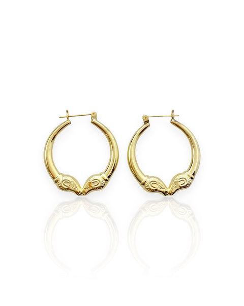 14k Gold Ram Hoop Earrings