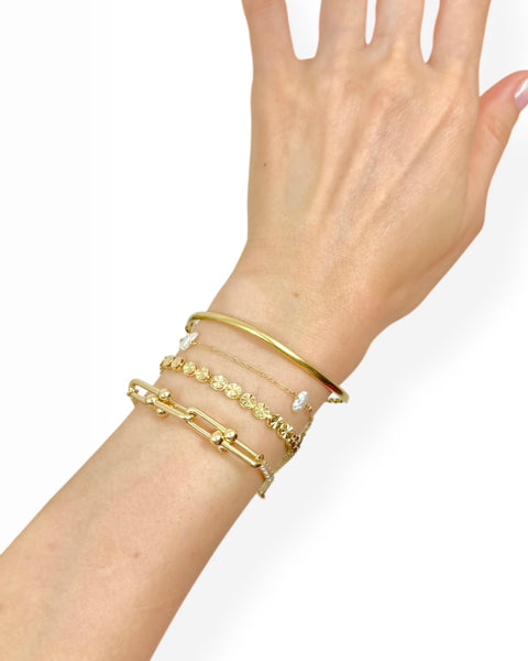 14k Gold Fluted Circle Chain Bracelet (7.125")