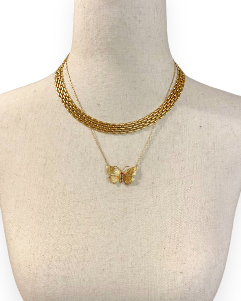 14k Gold Butterfly Necklace (18")