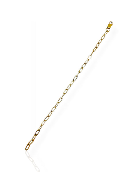 10k Gold Elongated Cable Chain Bracelet (6.5