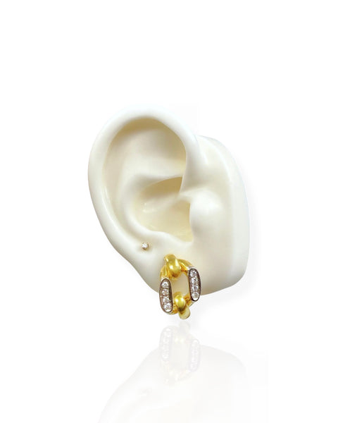 18k Gold Diamond Curb Chain Earrings