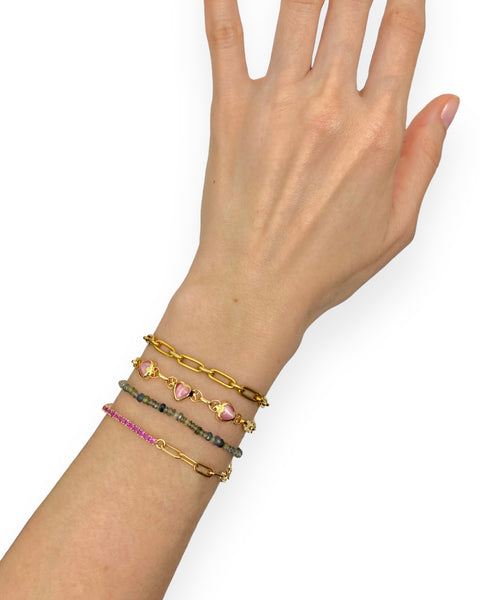 18k Gold Paperclip Chain Bracelet (9.5")