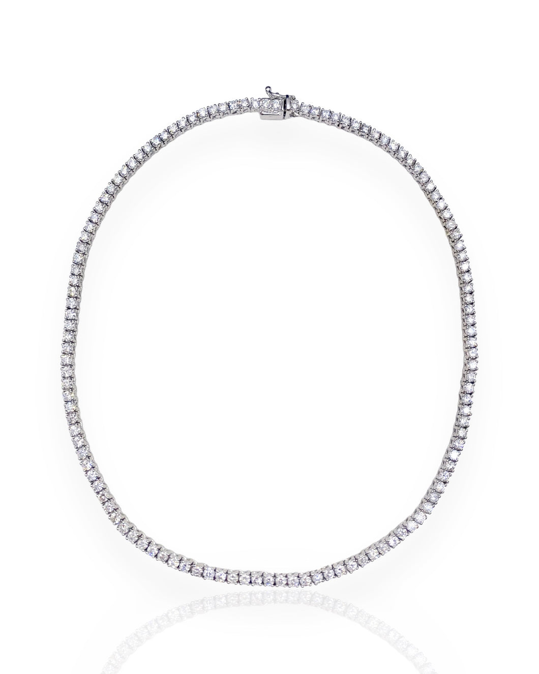 10k White Gold Diamond Tennis Necklace (15.75