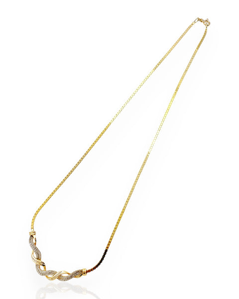 14k Gold Twisted Diamond Necklace (17.75")