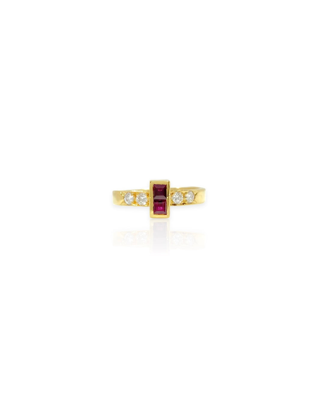 18k Gold Ruby and Diamond Ring (7.5)