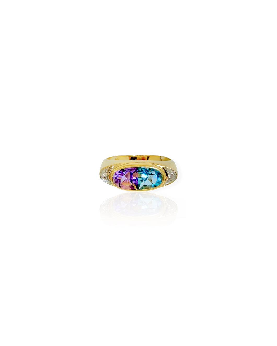 14k Gold Topaz and Amethyst Ring (5.75)