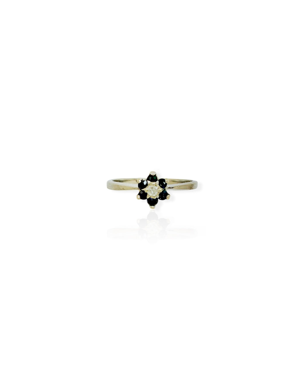10k White Gold Gemstone Flower Ring (6)