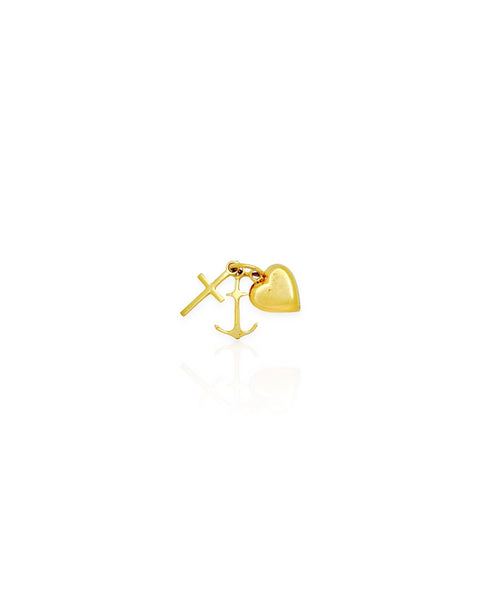 18k Gold Faith, Hope, Charity Charm