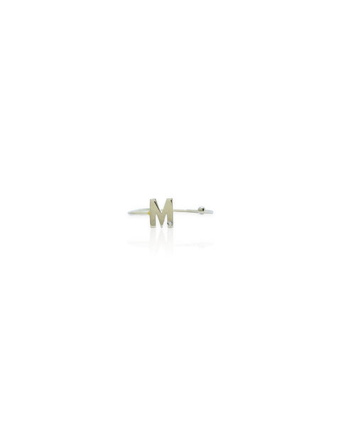 14k White Gold Letter M Ring (adjustable)