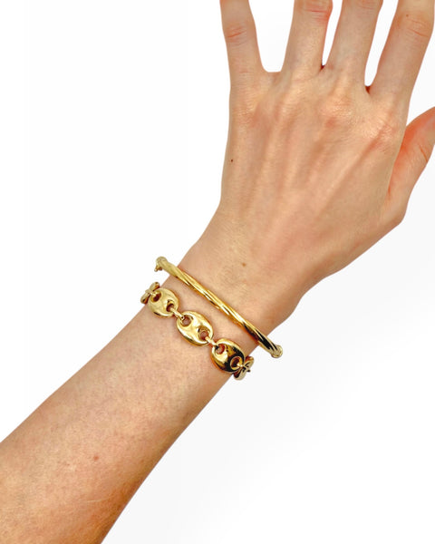 14k Gold Puffy Mariner Chain Bracelet (6.875")