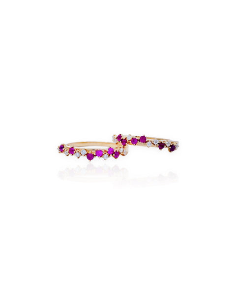 18k Gold Scattered Ruby and Diamond Rings (6.75, 7)
