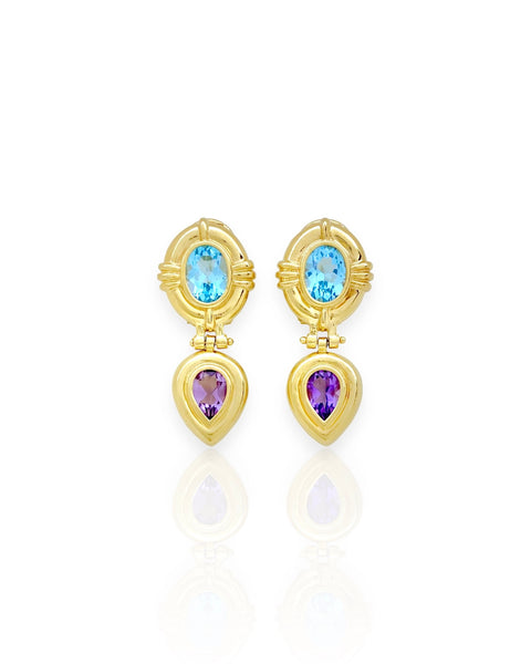 14k Gold Gemstone Drop Earrings