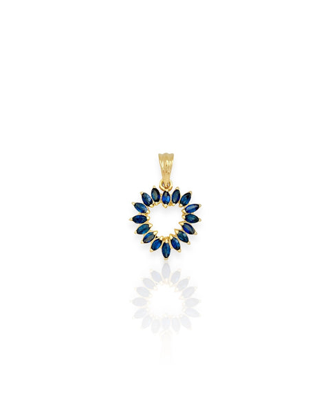 14k Gold Blue Sapphire Heart Charm