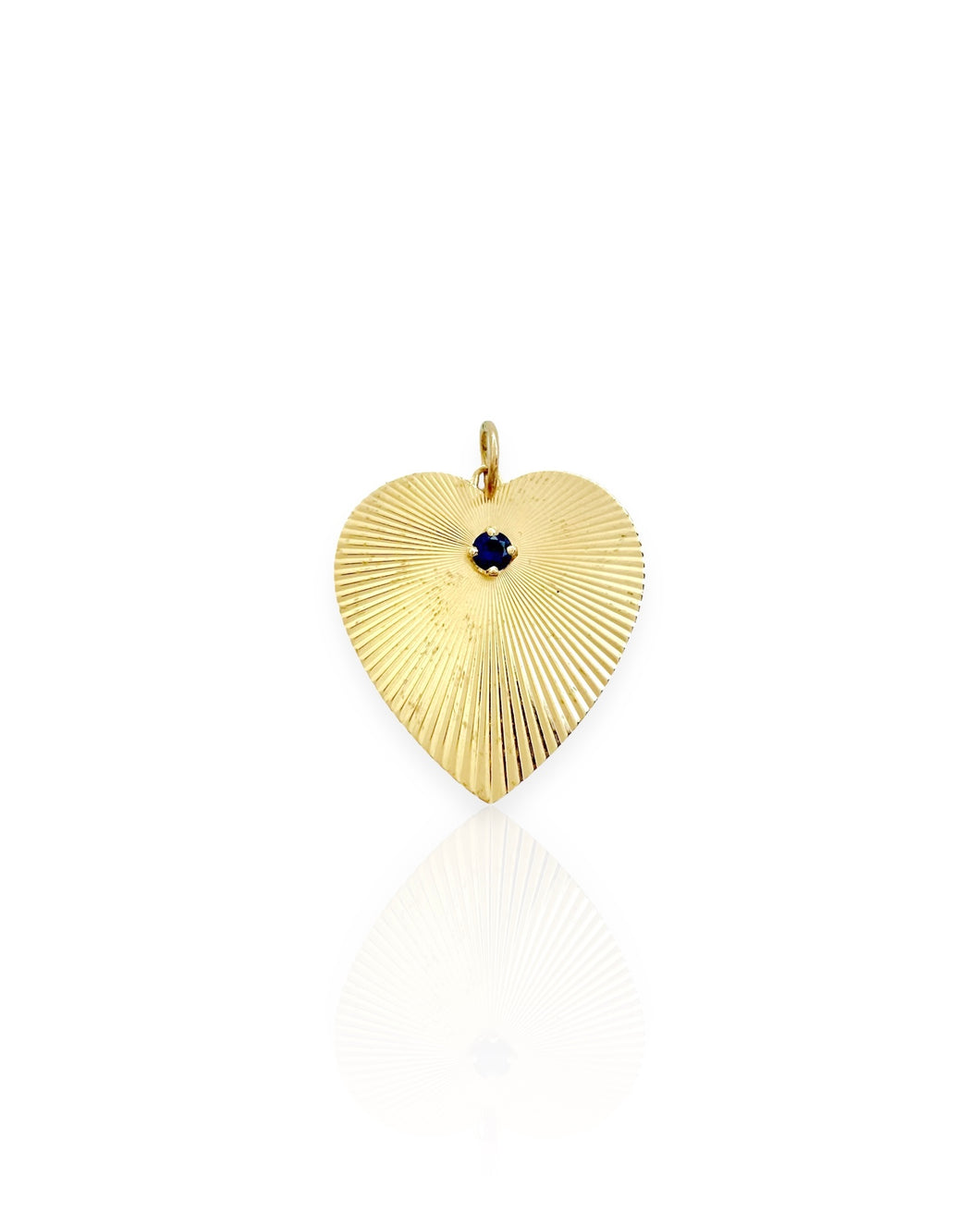 14k Gold Tiffany Engine Turned Heart Charm