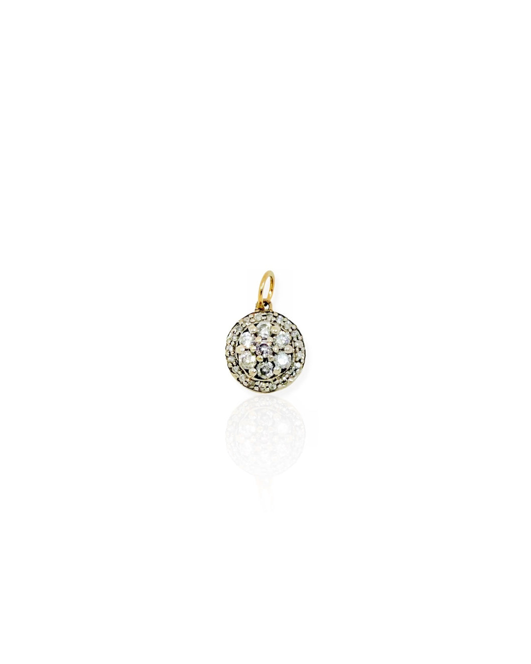 14k White Gold Diamond Cluster Charm