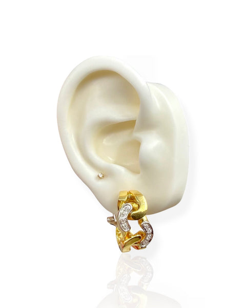 18k Gold Diamond Curb Chain Earrings