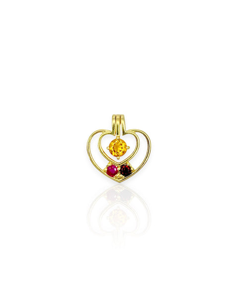18k Gold Gemstone Heart Charm
