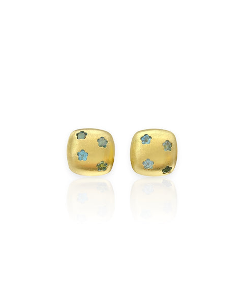 18k Gold Le Gi Puffy Flower Earrings