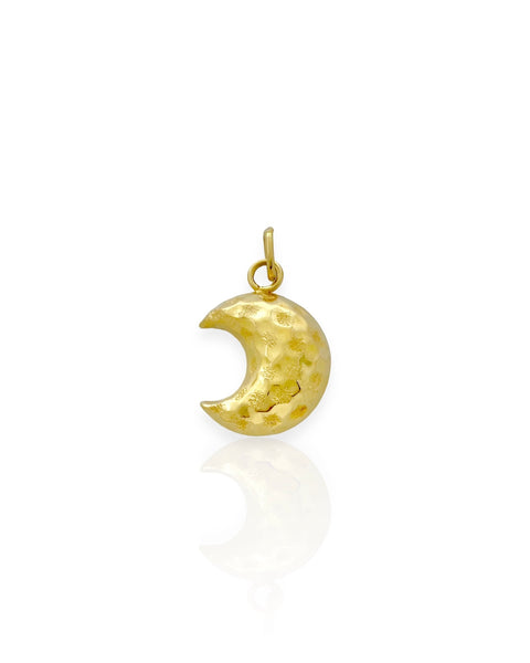 18k Gold Puffy Moon Charm
