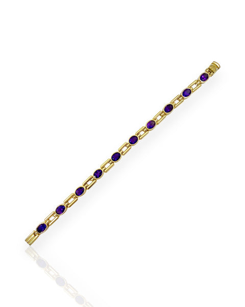 18k Gold Amethyst Station Bracelet (7.25