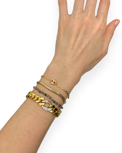 18k Gold Diamond Link Curb Chain Bracelet (7.125")