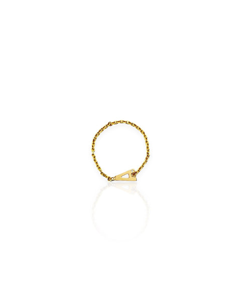 14k Gold Letter A Chain Ring (4.5)