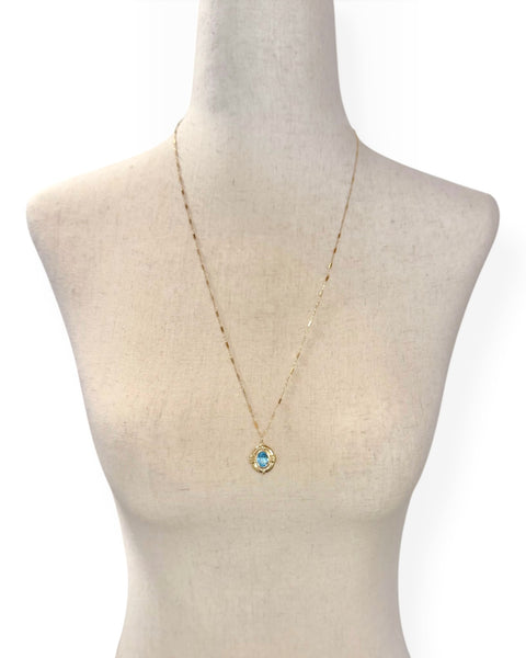 14k Gold Topaz Oval Charm