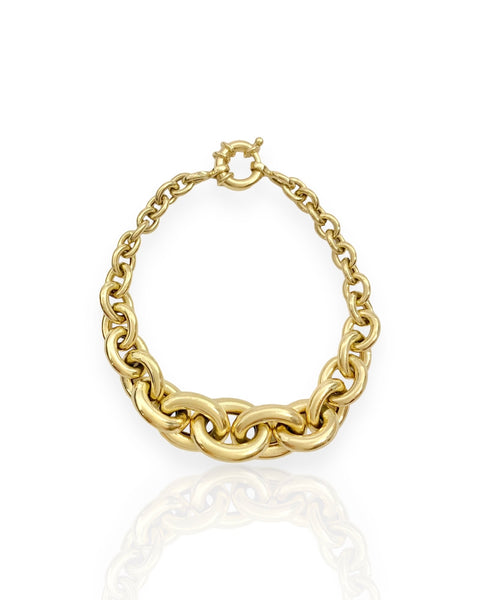 14k Gold Graduated Cable Chain Bracelet (7.375