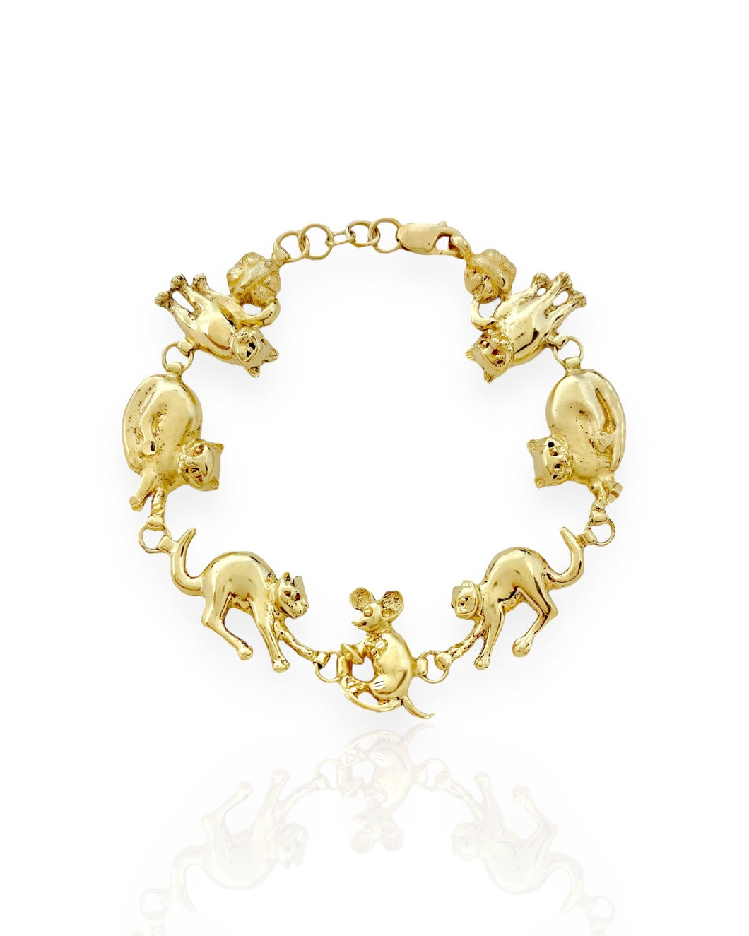 14k Gold Cat Bracelet (7.25