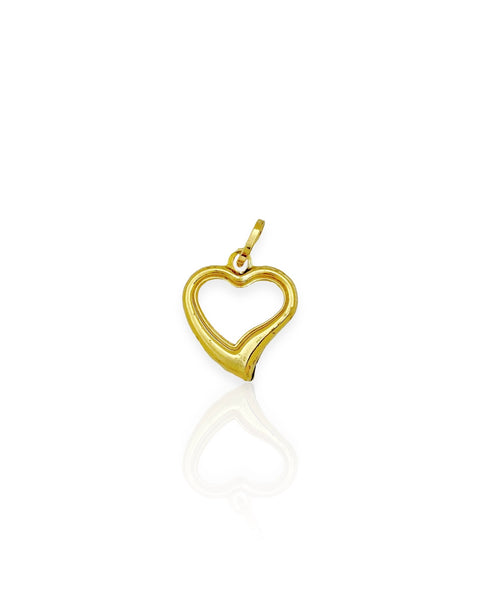 18k Gold Heart Outline Charm