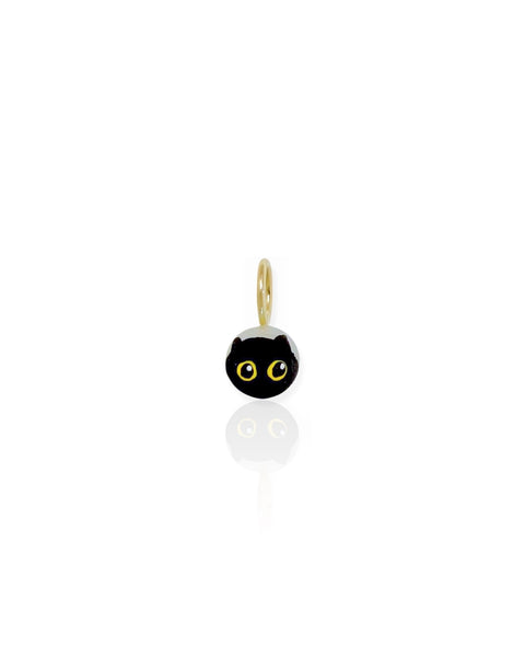 14k Gold Black Cat Pearl Charm 25