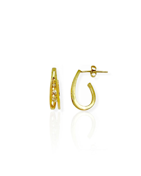 14k Gold Diamond Scoop Earrings