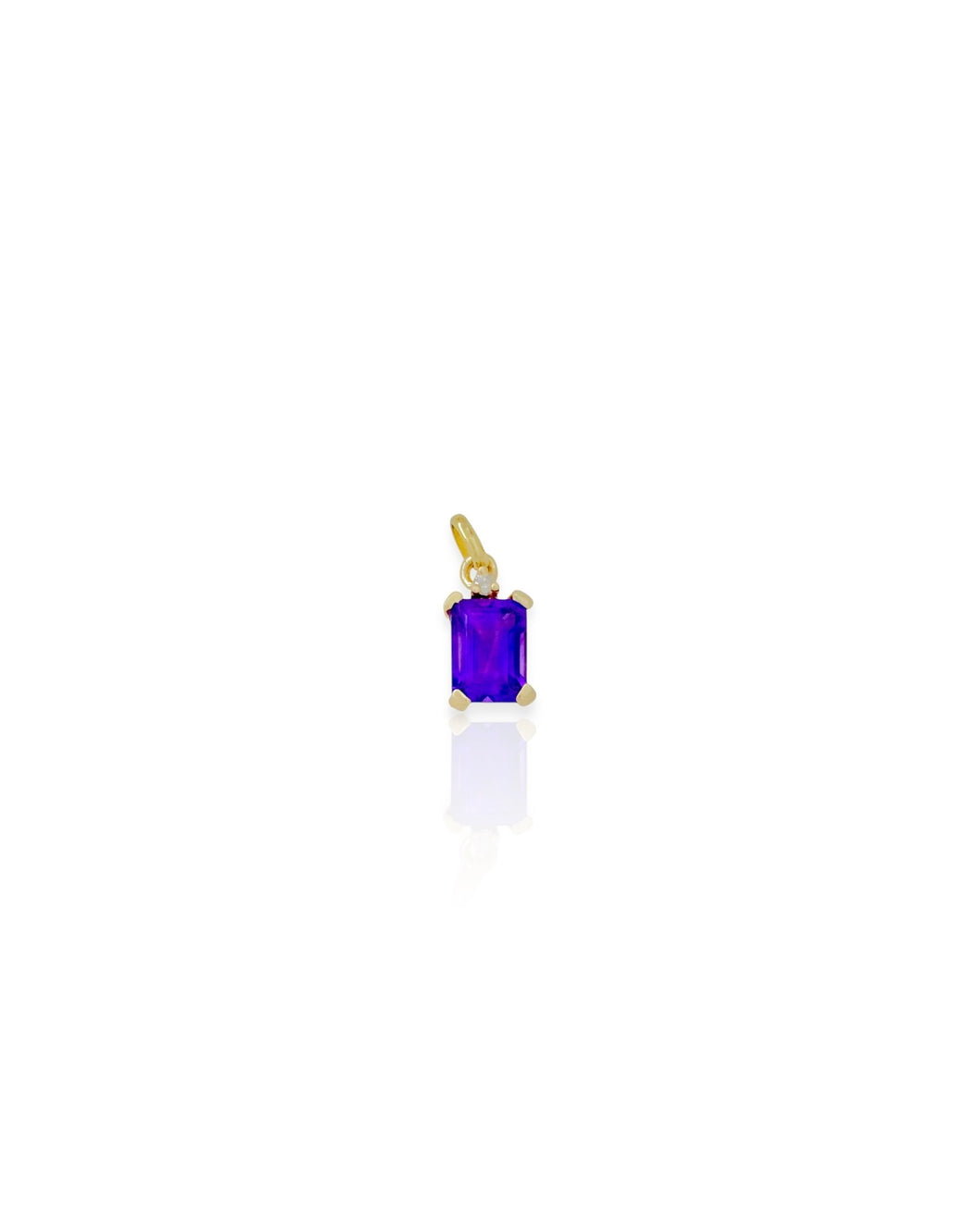 14k Gold Amethyst and Diamond Charm