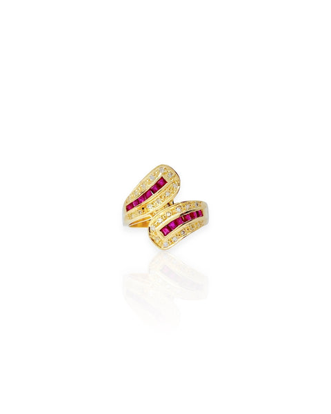 14k Gold Ruby and Diamond Bypass Ring (6)