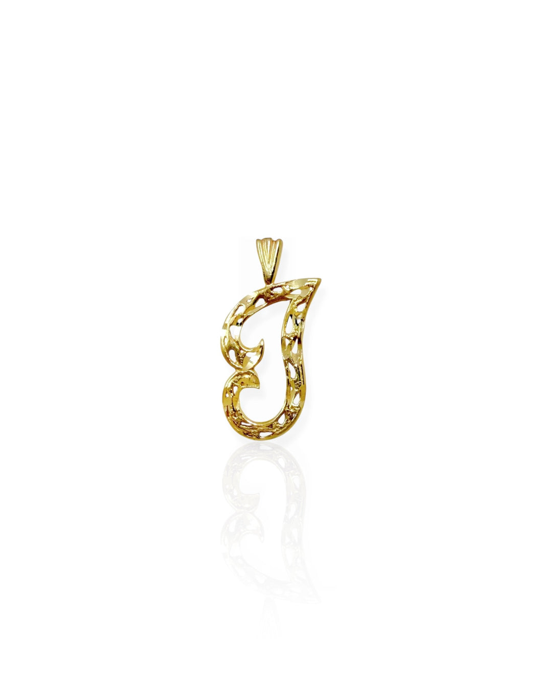 14k Gold Filigree Letter J Charm