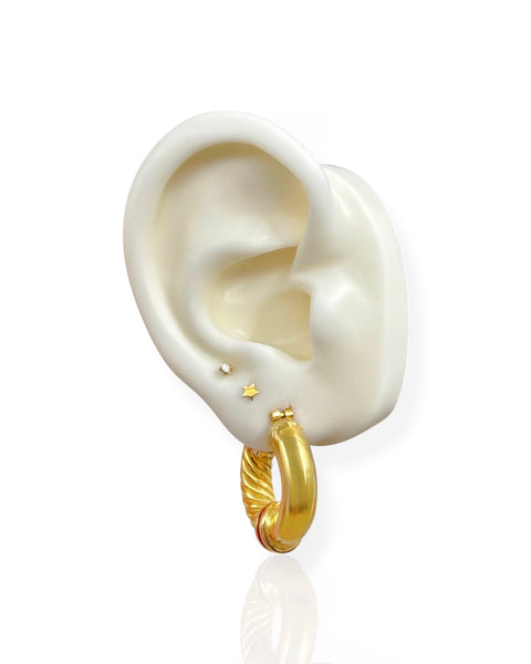 18k Gold Half and Half Hoop Earrings