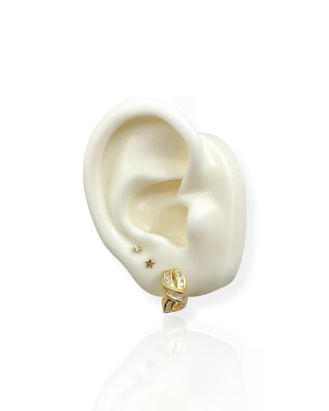 14k Gold Diamond Baby Scoop Earrings