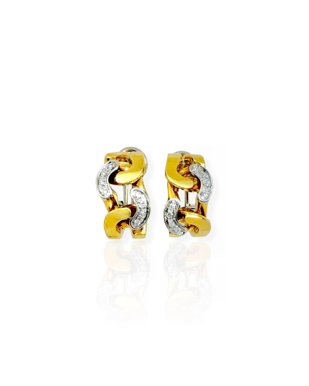 18k Gold Diamond Curb Chain Earrings