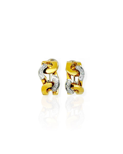 18k Gold Diamond Curb Chain Earrings