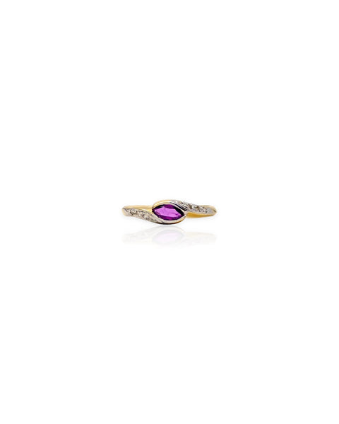 14k Gold Ruby Marquise Ring (7.5)
