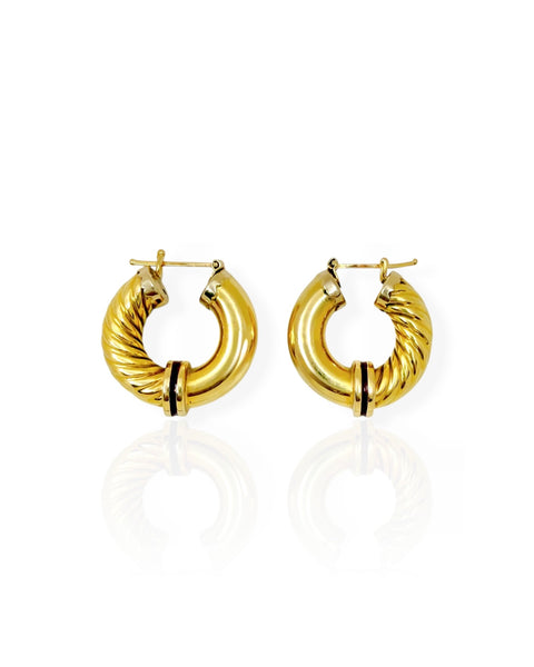 18k Gold Half and Half Hoop Earrings