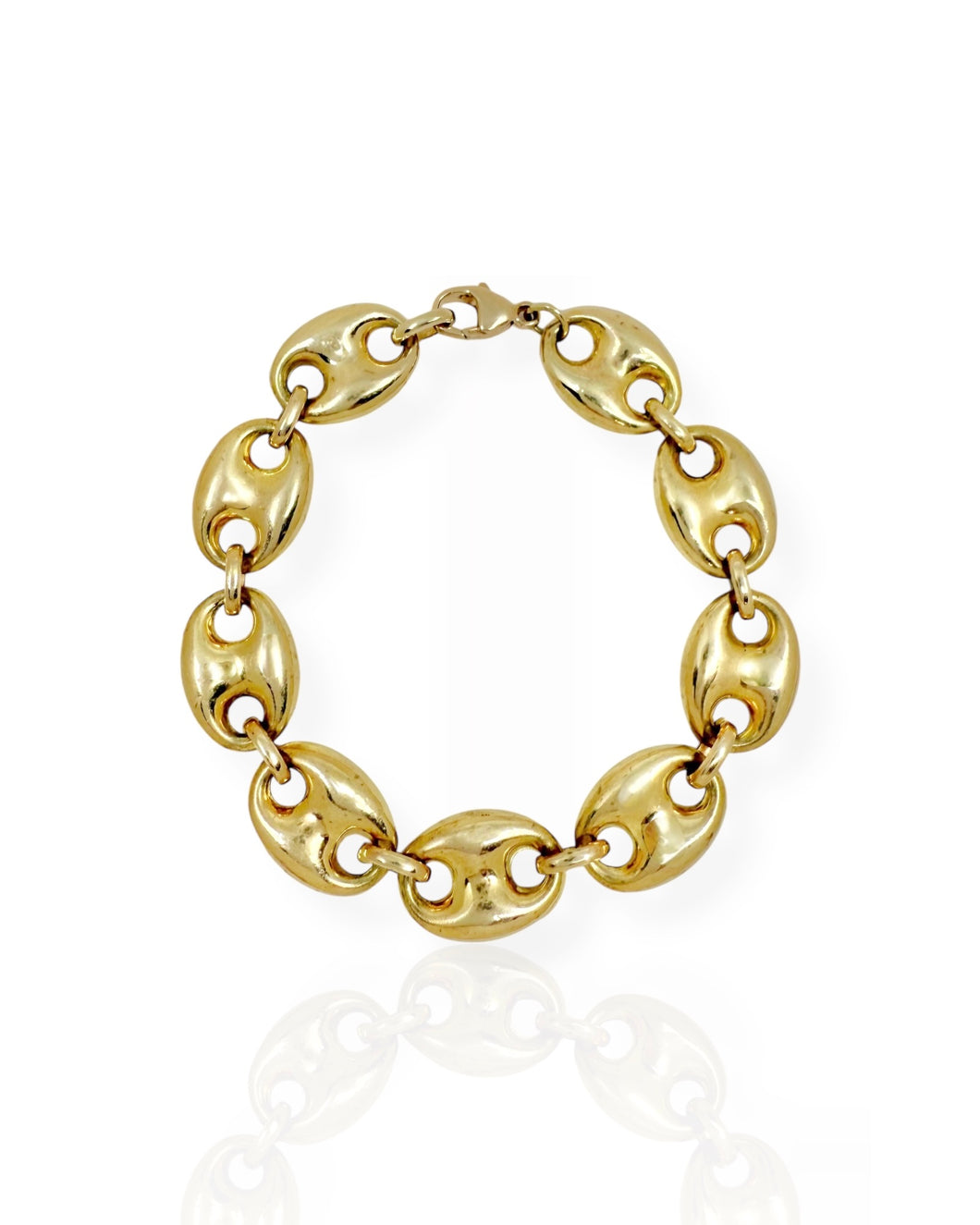 14k Gold Puffy Mariner Chain Bracelet (6.875