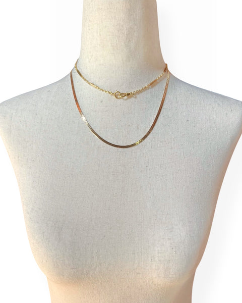 14k Gold Herringbone Chain Necklace (18.125")