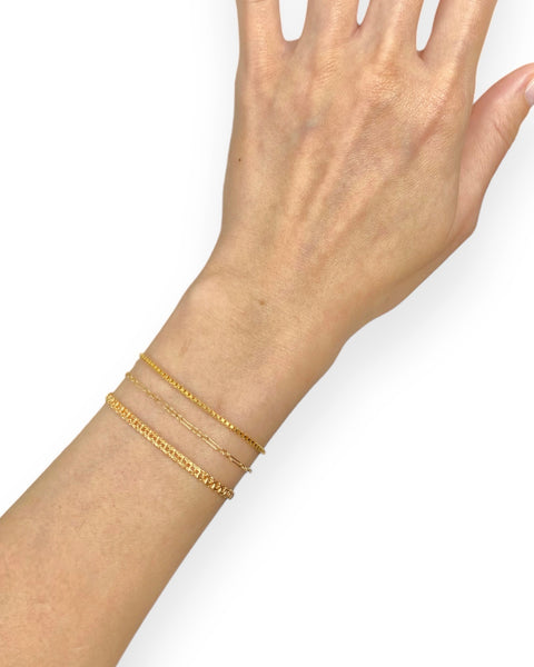 14k Gold Box Chain Bracelet/Anklet (8.875")