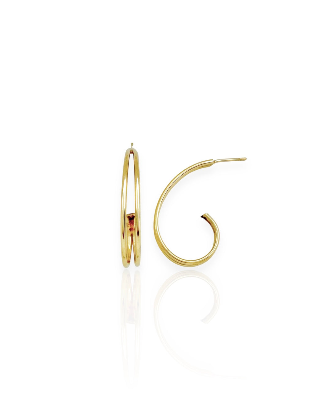 14k Gold Double Swirl Hoop Earrings