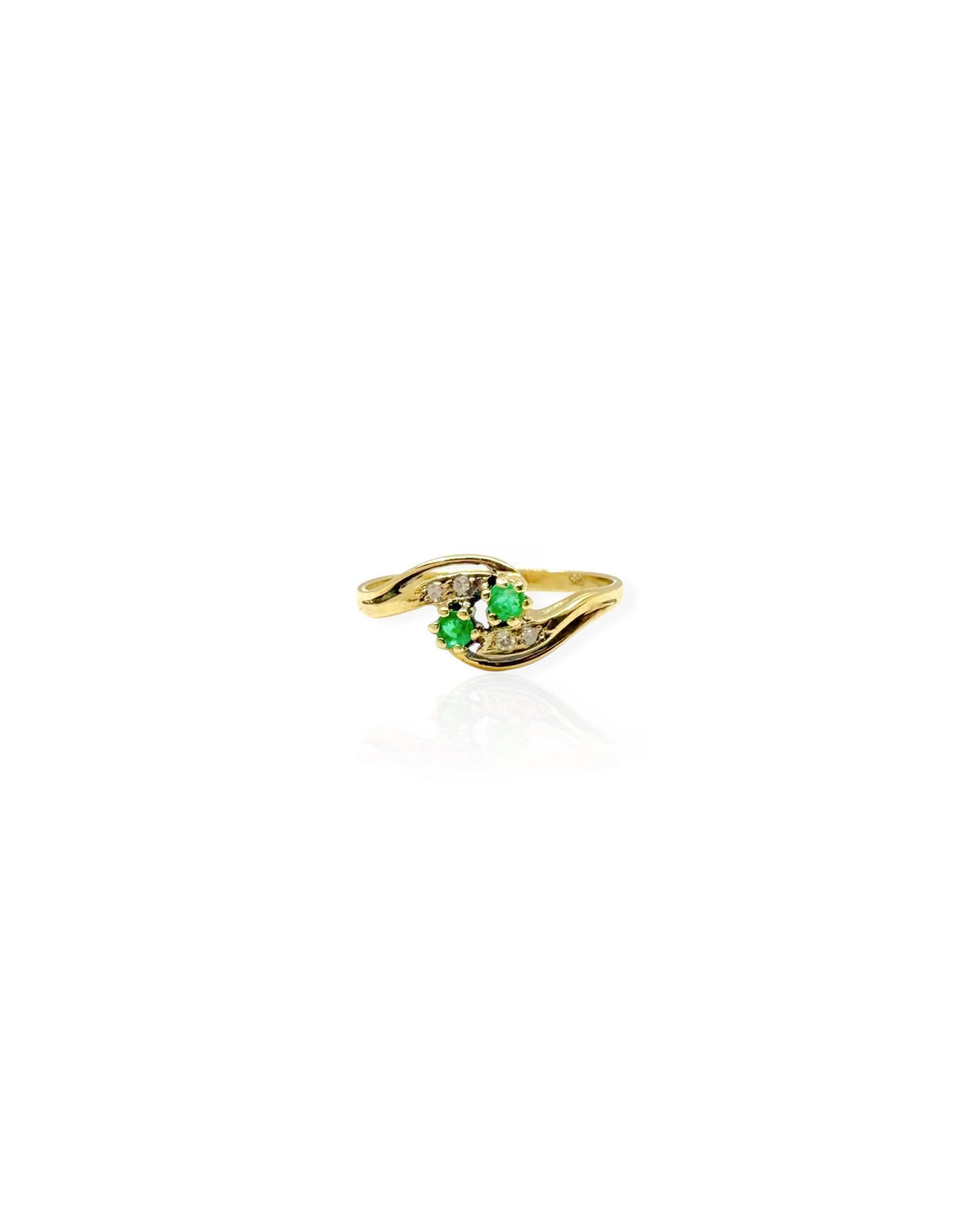 14k Gold Double Emerald Ring (7.5)